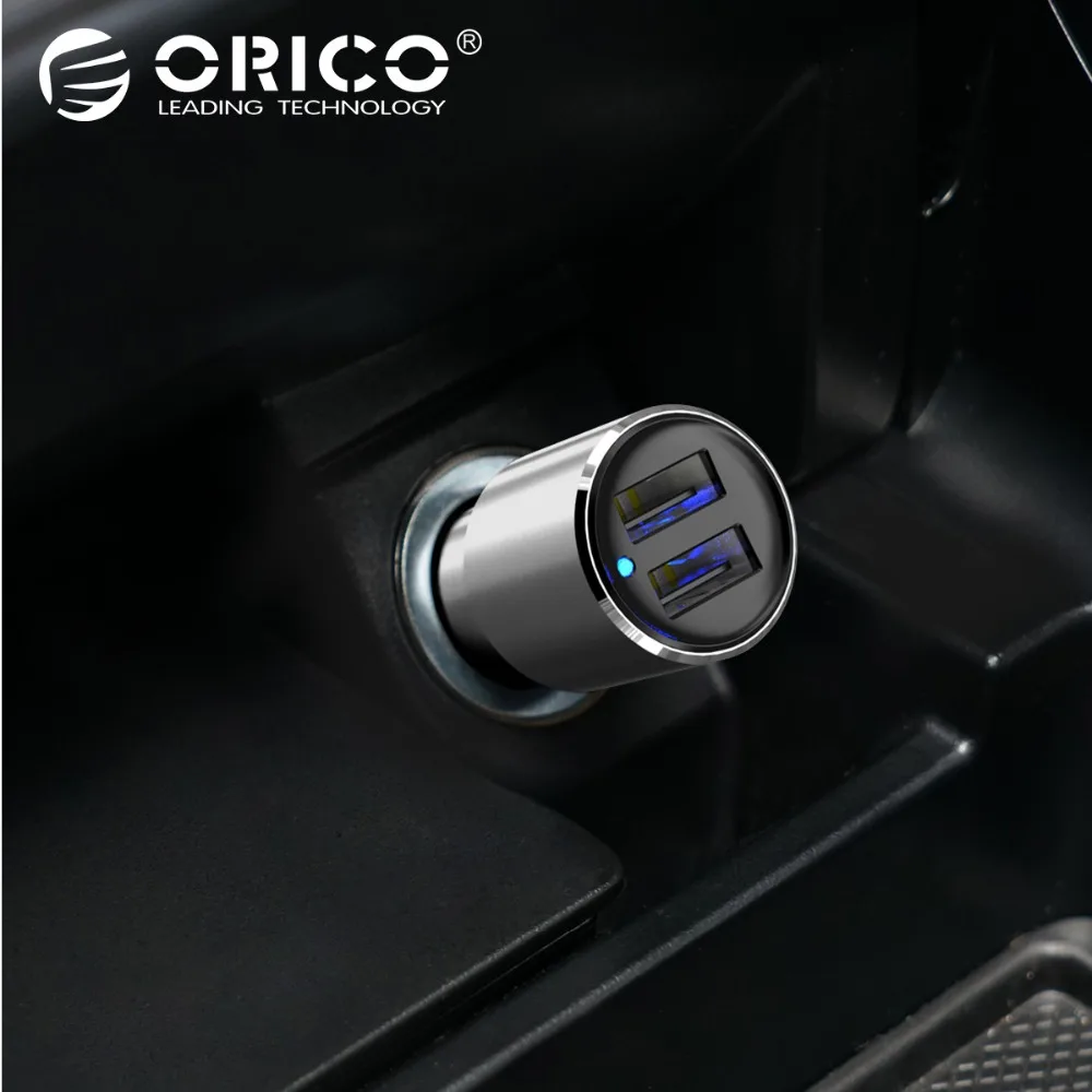 ORICO 12W Universal Car Charger Travel Phone Charger Dual  Mini Car-charger Power Socket Adapter Cigarette Lighter Splitter