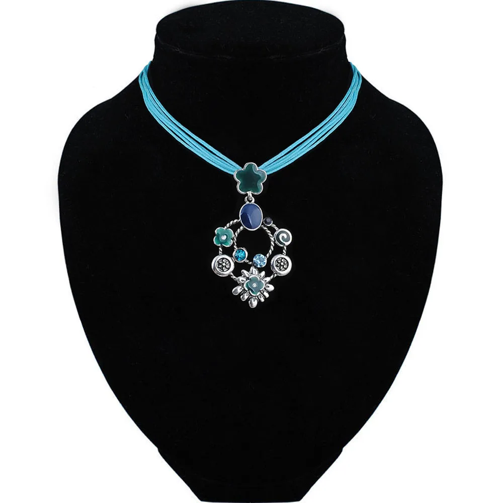 Trendy Enamel Statement Necklace for Women Fashion Zinc Alloy Wax Rope Chain Pendant Free Shipping