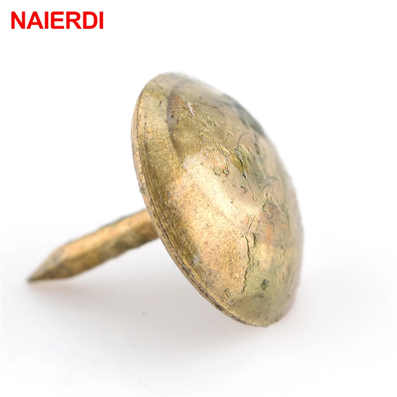 

50PCS NAIERDI 8.5x16mm Bronze Tacks Antique Decorative Jewelry Gift Box Push Pin 10x10mm Door Nail For Fasteners Hardware