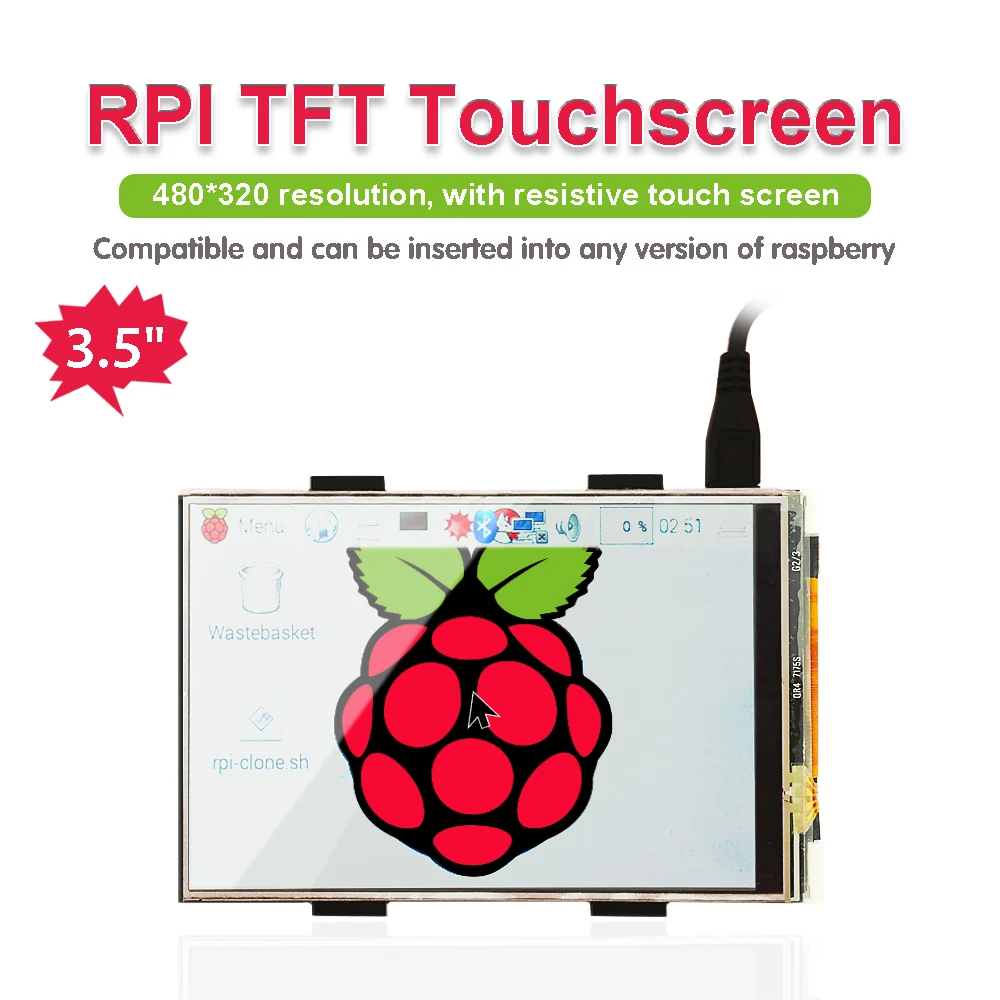 Keyestudio RPI TFT 3.5 Inch LCD Touch screen Shield for Raspberry Pi 3B/4B 480x320 16-Bit Pixels CE Certification