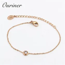 Single Jewelry Thin Rope Line Bracelet Single Crystal Bangle Rose Gold-Color Chains Charms Bracelet Women Lover  K0002-1