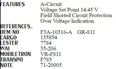 NEW Alternator Voltage Regulator 13200200 02-008 F3RU10316AA  135854 7784 35-206 VR-F811 F785 71-20005