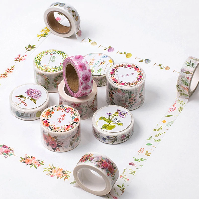 Twilight washi tape, flower rings decoration Lilac flowers Plum blossom Magnolia Camellia Hibiscus flower Magnolia flowers