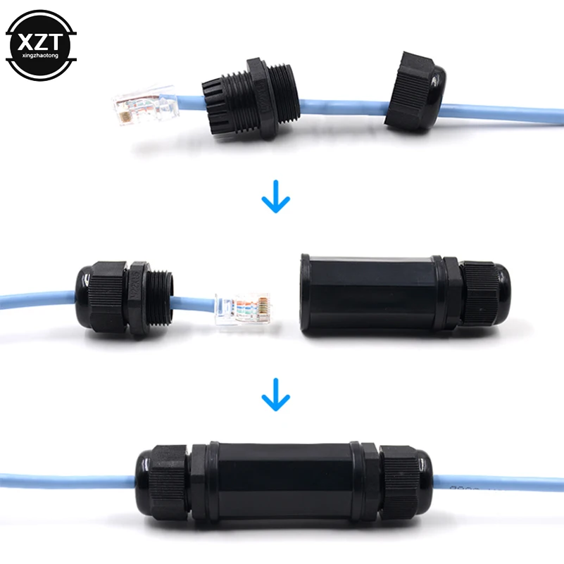 Waterproof RJ45 Connector Double Head Outdoor Lan Coupler Adapter Female For Cat5 Cat6 Cat7 8P8C Cable