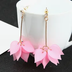 Big Blooming Flower Pendants Women's Earrings Plastic Korean Dangle Earrings boucle d'oreille brincos Wholesale Ear Jewelry