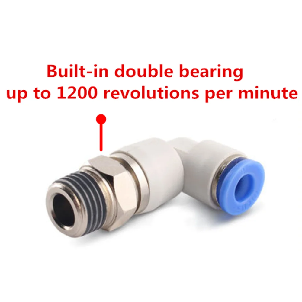 360 Degree High Speed Rotation 4~12mm Pneumatic Tube Connectors Elbow Quick Fittings Air fitting 1/8