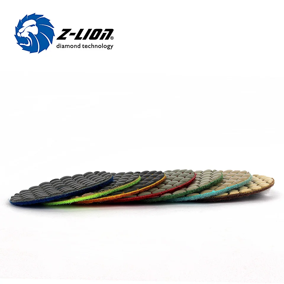 Z-LION Dry Flexible Polishing Pad 7pcs/Set 3 Inches Diamond Sanding Disk For Granite Marble 80mm Premium Dry Polishing Stone