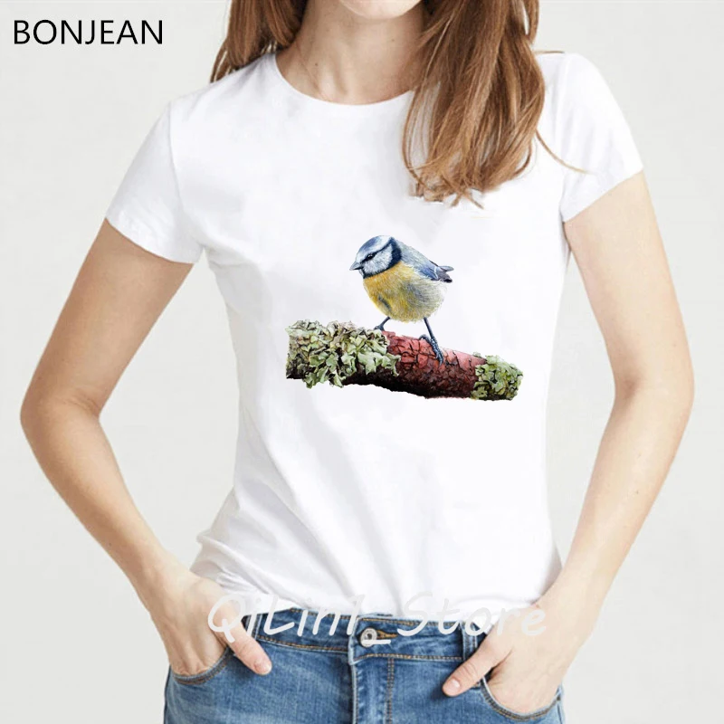 Funny T Shirt Women Clothes 2024 House Sparrow Bird Printed Tshirt Femme Summer Tops Female T-Shirt Harajuku Shirt Streetwear