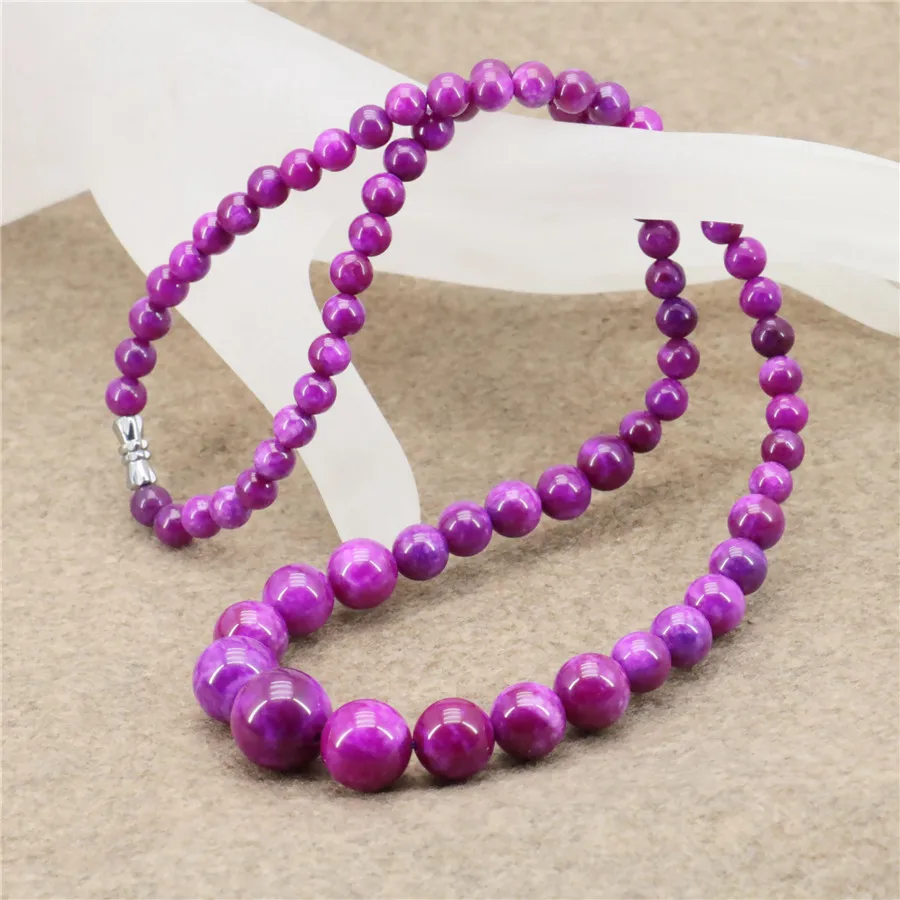 

6-14mm Round Rose Red Blue Rain Stone Necklace Chalcedony Women Girl Neck Chain Mother's Day Gifts Fashion Jewelry Making Design