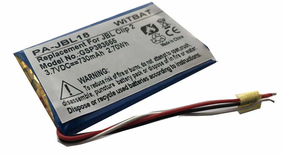 Bateria 3.7v 730mah para jbl clip 2 player, li-polímero recarregável acumulador de substituição p044052 gsp383555