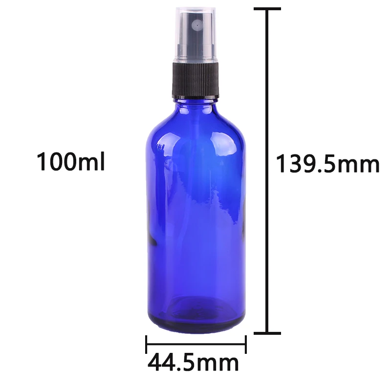 6pcs 100ml Cobalt Blue Glass Spray Bottle w/ Black Fine Mist Sprayer essential oil bottles empty cosmetic containers