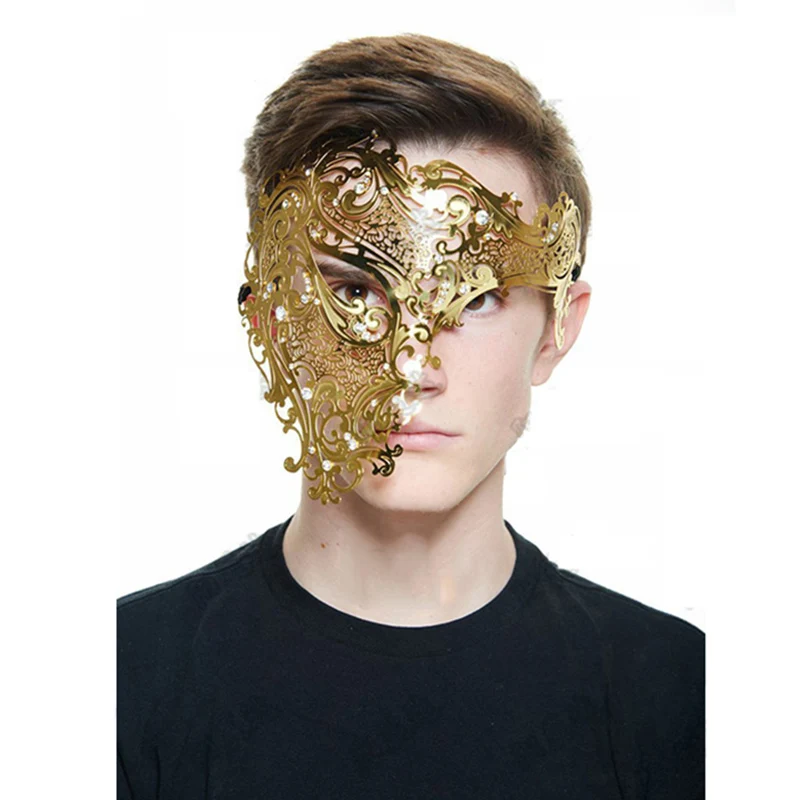 Venice Skeleton Half Face Sexy Mask With Diamond For Women And Men Cool Costume Prom Party Face Hollow Out Masquerade Skull Mask
