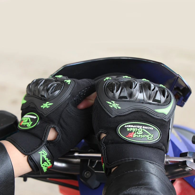 Luvas de motocicleta metade do dedo para homens e mulheres, motocross luvas, cor verde, engrenagens protetoras, luva de verão, M-XXL, SC04B