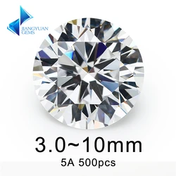 500pcs AAAAA CZ Stone 3.0~10mm White Round Cut Cubic Zirconia Synthetic Gems Zircon