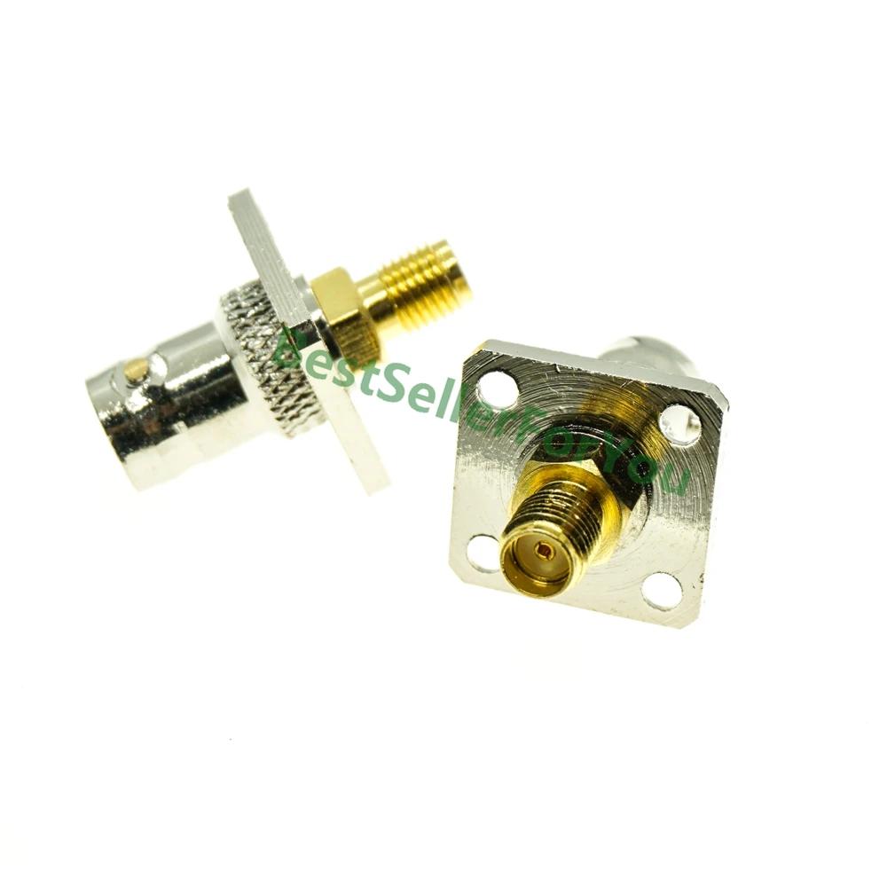 

BNC female to SMA Jack flange panel mount connector F/F RF Adapter Gloden