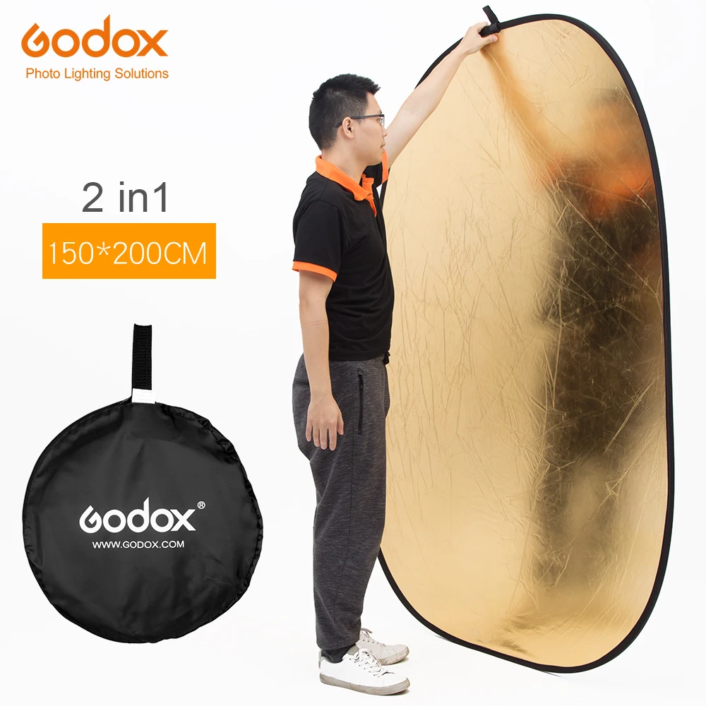 Godox 150*200cm 2 in 1 Gold and Silver Portable Photography Reflector Board Collapsible for Studio Photography Reflector