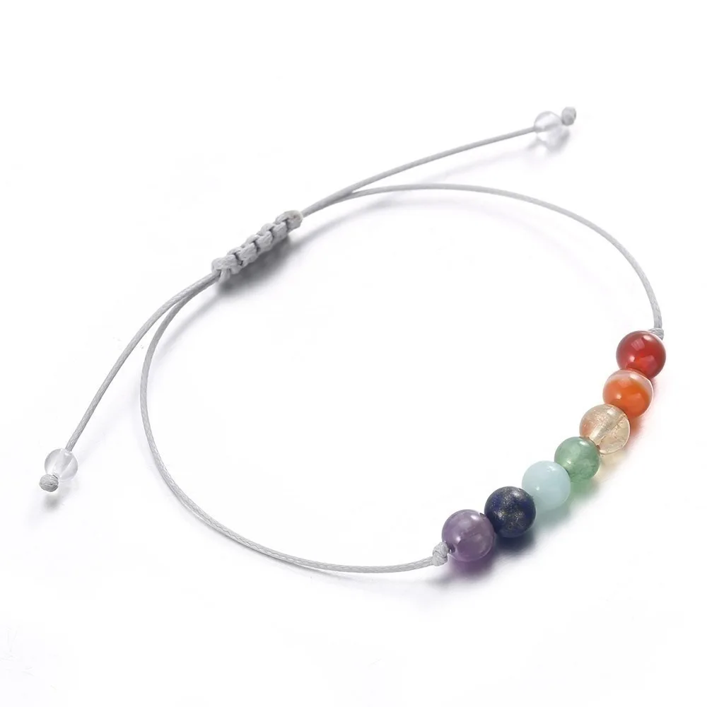 Handmade 6mm Beads Mens Womens 7 Chakra Mixed Stone Healing Chakra Mala Beaded Bracelet