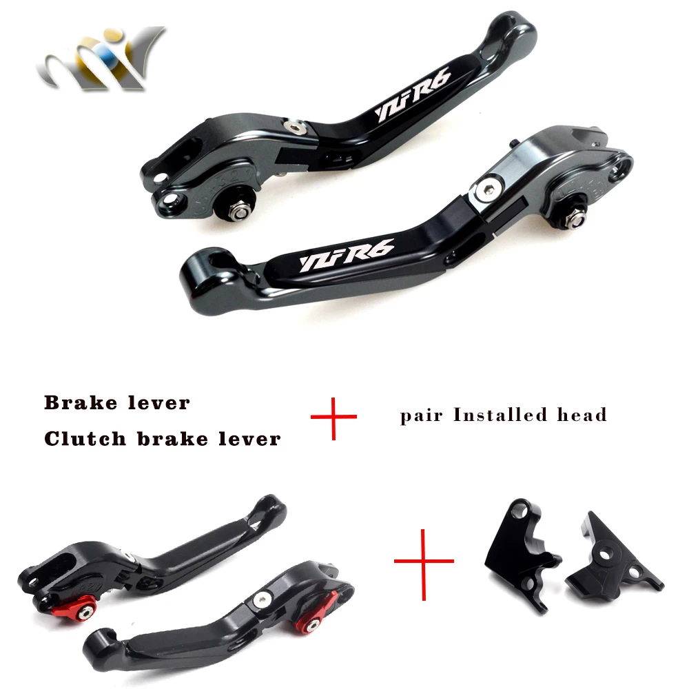 Logo(YZF R6) black+Titanium CNC Adjustable Motorcycle Brake Clutch Levers For YZF R6 YZFR6 1999 2000 2001 2002 2003 2004