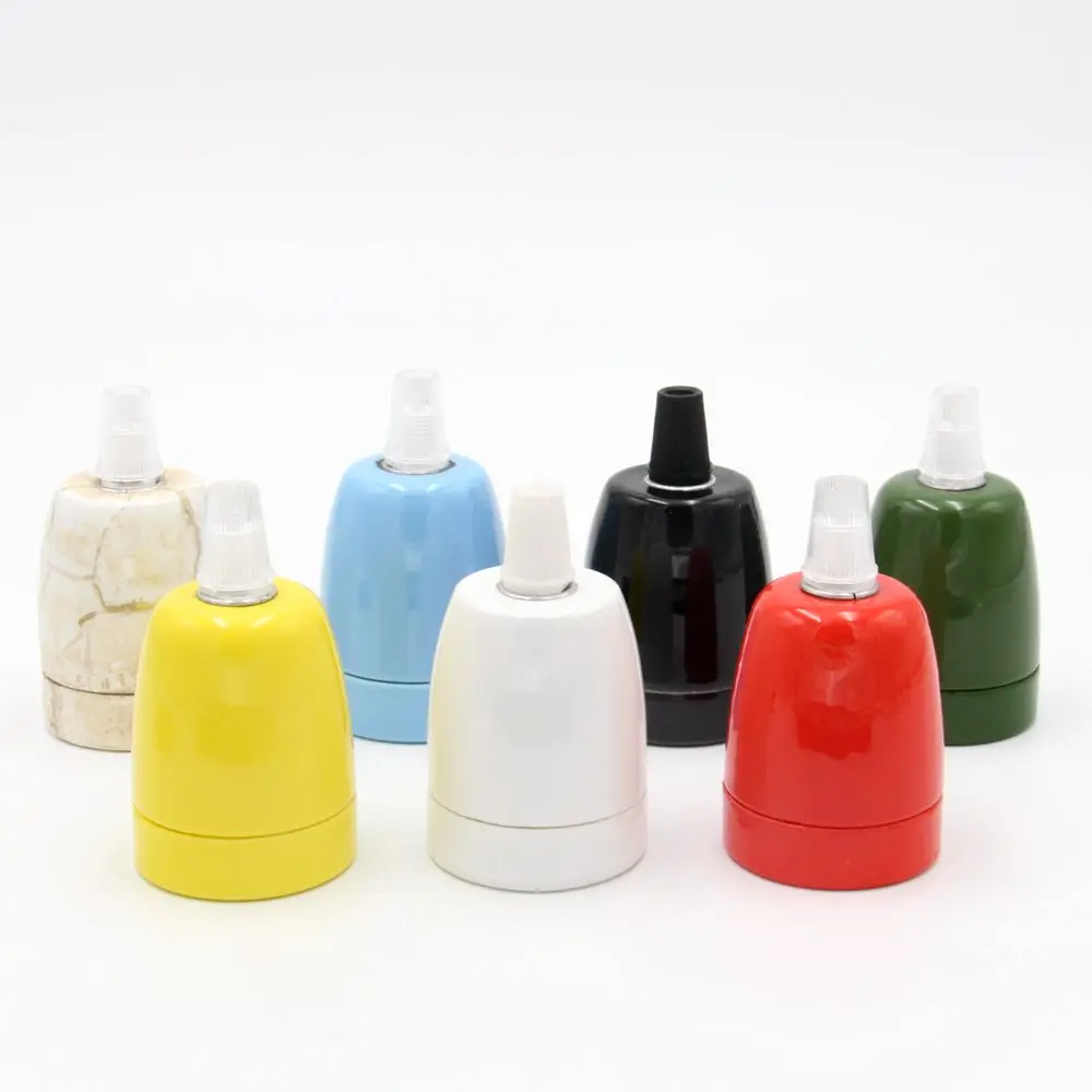 E27 Ceramic Bulb Lamp Holder Multi Colors Porcelain Light Socket Pendant Light Fixtrues