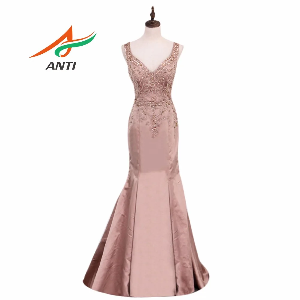 ANTI V-ausschnitt Bling Bling Zipper Meerjungfrau Abendkleid Lange Party Elegante Vestido De Festa Schnelle Lieferung Prom Kleider Abendkleider