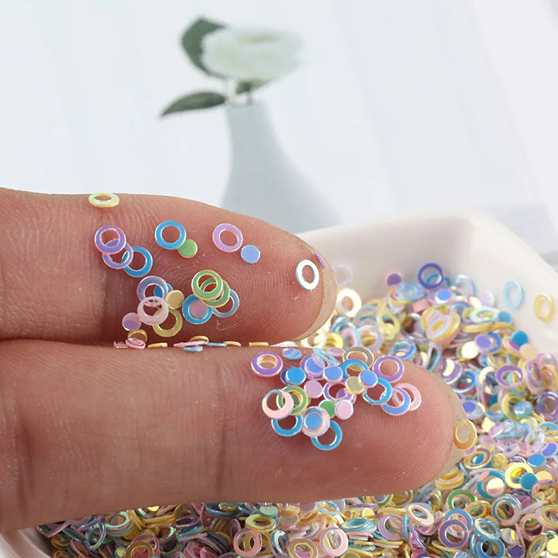 Mix Macaroon Colors 10g/Lot 3mm Ring Dot Shape Nail Sequins DIY Nails Glitter Paillettes Sequin For Slime Craft High Quality