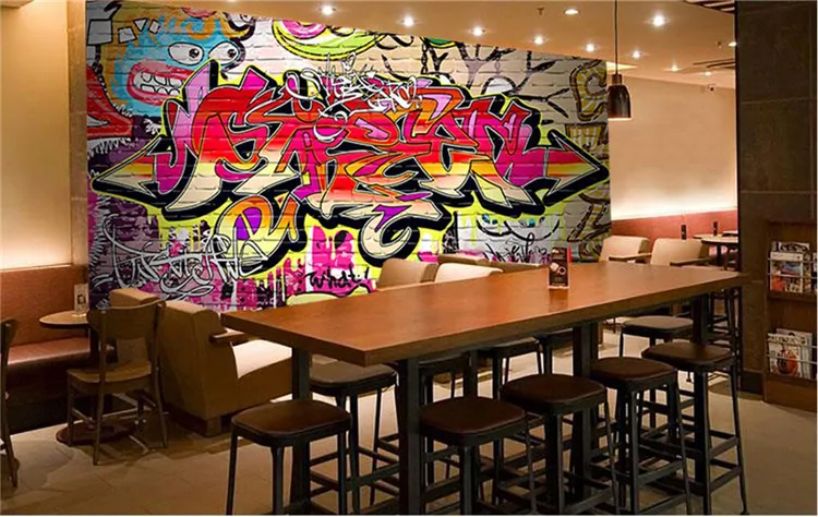 Custom Mural Wallpaper Scenery For Walls Street Graffiti Personality KTV Bar Background Wall 3D Room Decorative Wall Paper Mural