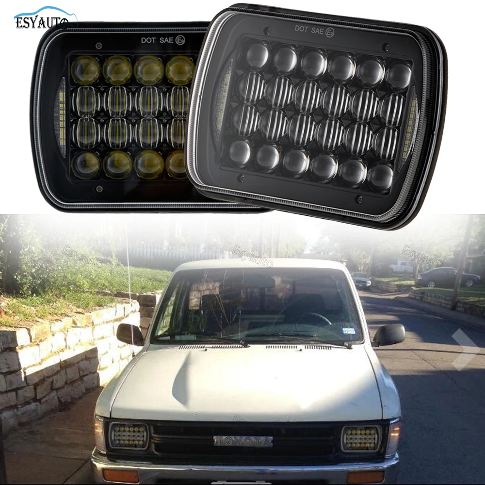 

Car LED 5D headlights 5''x7'' 7'x'6'' 72W Hi/Lo Beam Led Headlights For Jeep Wrangler YJ For Cherokee (Black 1 Pair)
