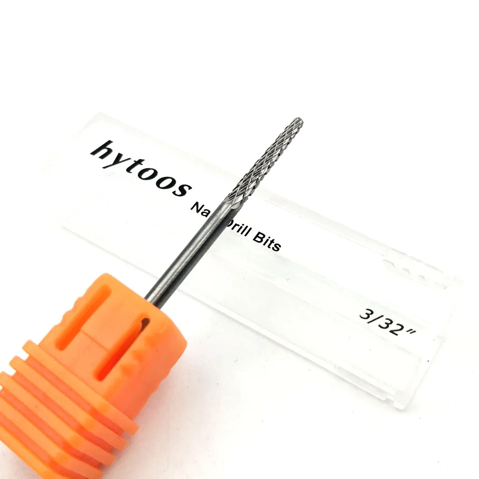 HYTOOS Blue Tungsten Carbide Nail Drill Bit 3/32" Rotary Burr Manicure Bits For Drill Accessories Nail Milling Cutter Tools