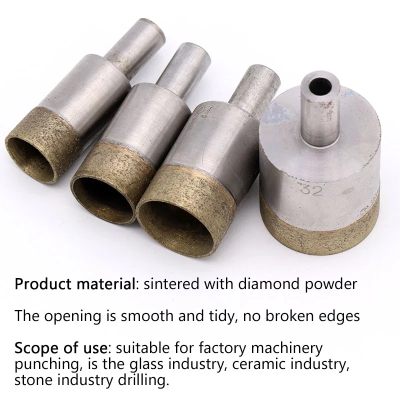 1 pz codolo 10mm punte diamantate sinterizzate con punta diamantata 4-45mm foro dritto sega trapano da banco per vetro ceramica pietra marmo giada plastica