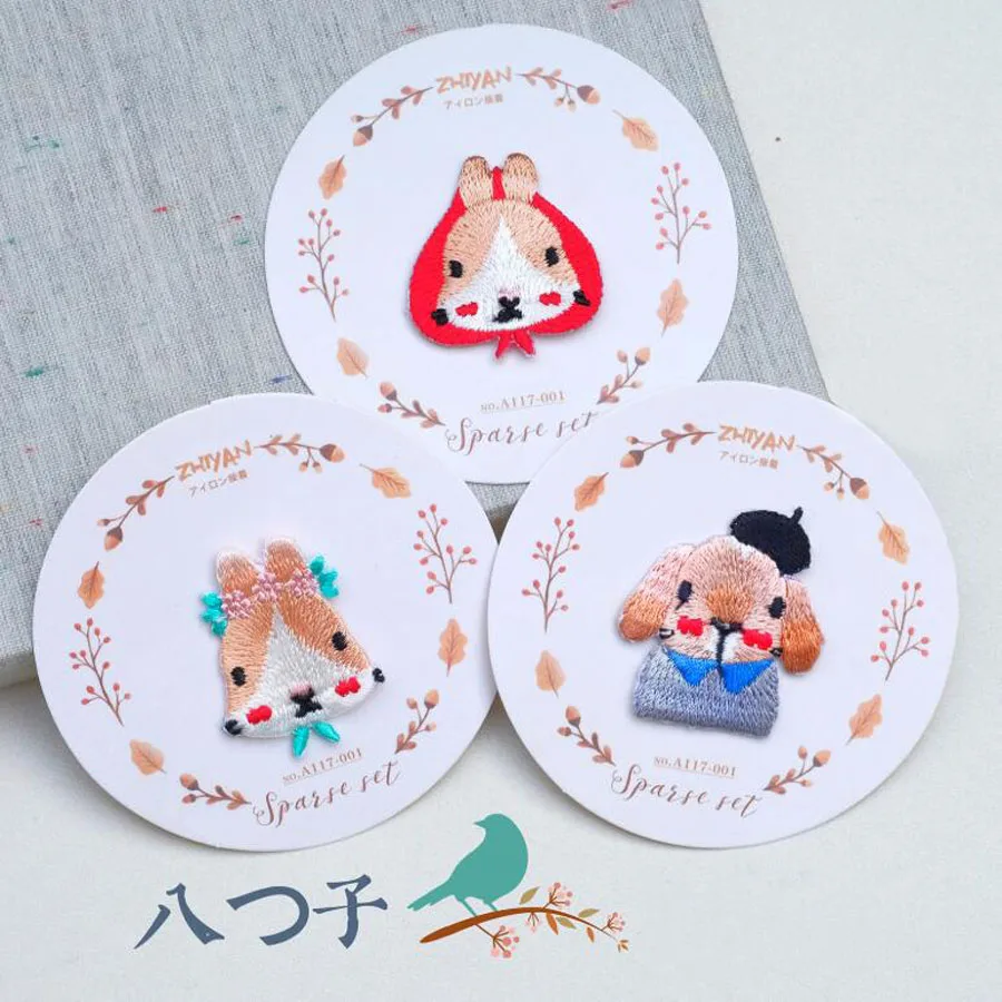 1 PC High Quality Iron on Patches for Kids Clothing Vintage Rabbit Embroidery Appliques Sew on Cloth Stickers Badges for Clothes