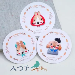 1 PC High Quality Iron on Patches for Kids Clothing Vintage Rabbit Embroidery Appliques Sew on Cloth Stickers Badges for Clothes