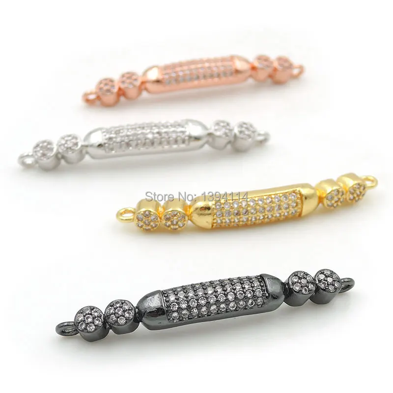 

37*4*3mm Micro Pave Clear CZ Arc Tube Connector Fit For Women As DIY Bracelets Accessory