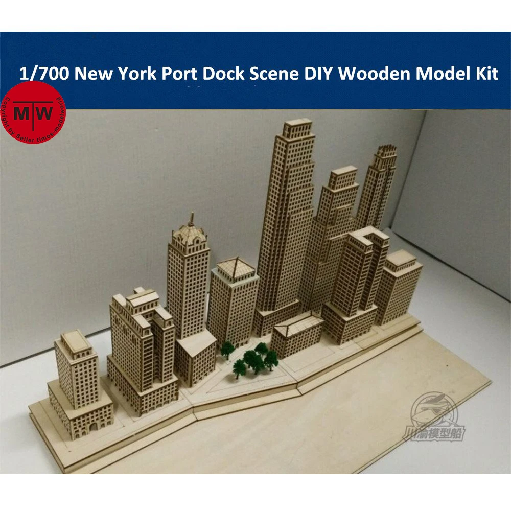 1/700 Scale New York Harbor Port Dockyard Diorama Scene DIY Wooden Assembly Model Kit CY701