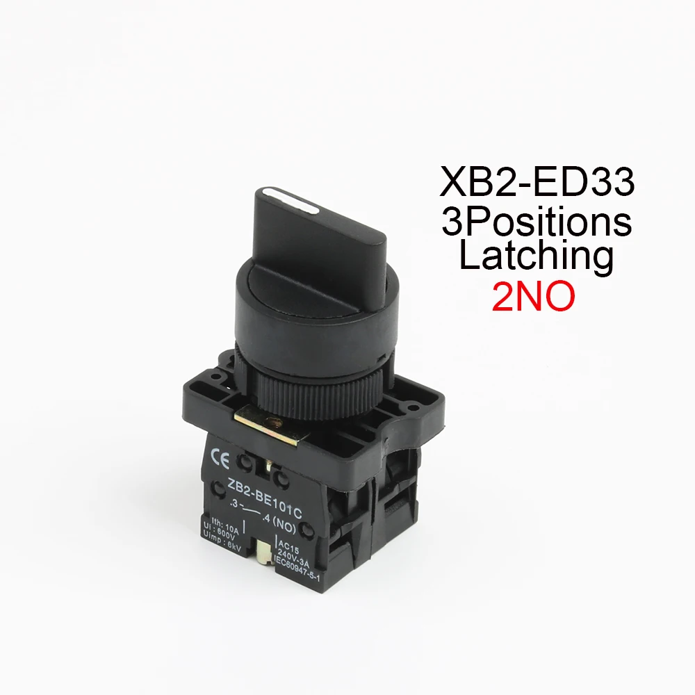 XB2-ED21 XB2-ED25 XB2-ED33 XB2-ED33 2/3 Posities 1N0/1NC & 1NO/2NO Vergrendeling Self-Vergrendeling/Kortstondige Selector drukknop