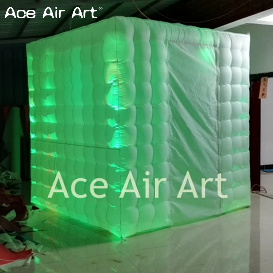 LED Lighting Spotlights Inflatable Photo Booth with 1 Door and Removable Sticker Curtain, High Quality