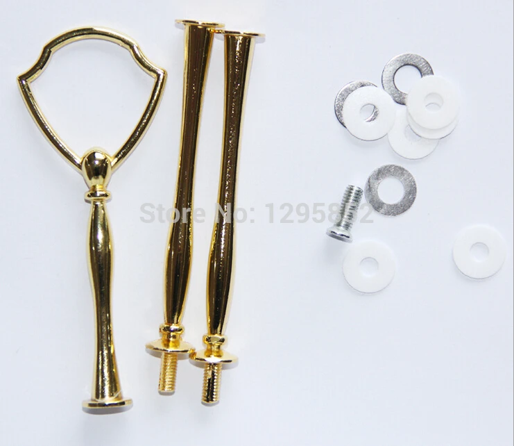 50 sets/bag.3 tiers shiny cake stand centre handle/cake plate fittings, mis items or color available.Free shipping