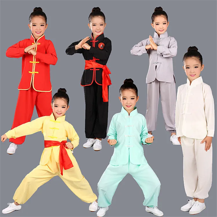 Ropa tradicional china para niños, disfraz de Wushu, conjuntos de TaiChi para Actuaciones Escénicas, uniforme de KungFu, vestido de ejercicio