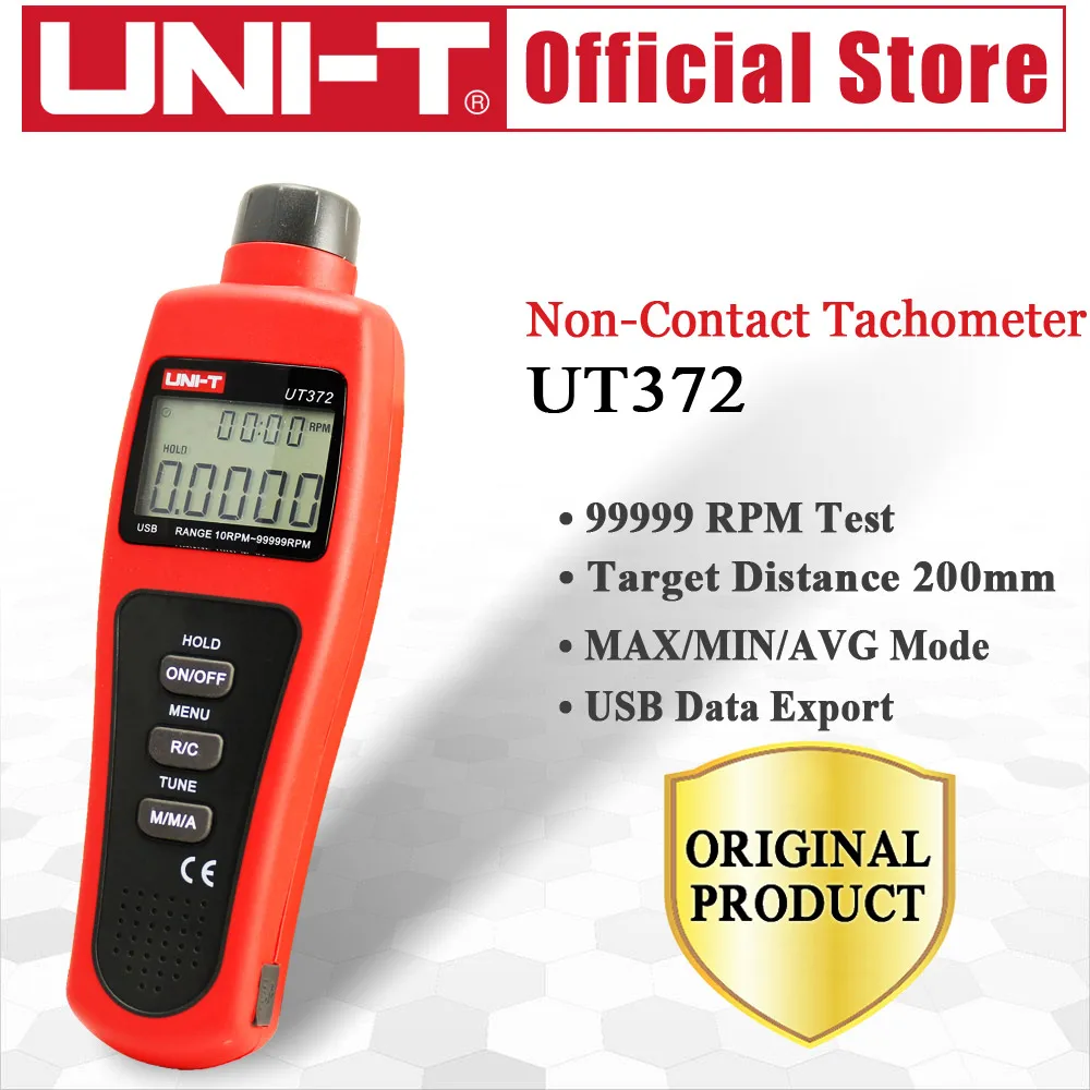 UNI-T UT372 Non-Contact Tachometers Target RPM Range 10~99999 MAX/MIN/AVG Test Distance 5~20cm USB Interface