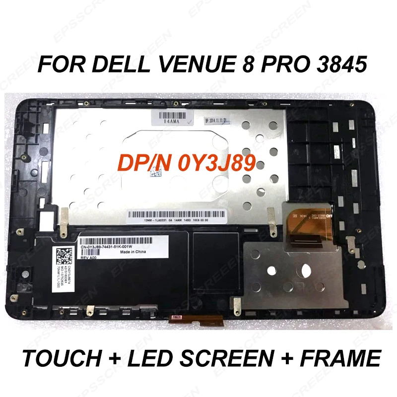 brand new for Dell Venue 8 Pro 3845 LCD Touch Screen Panel DP/N 0Y3J89 & 0JWXFW digitized with frame bezel display B080EAN01.1