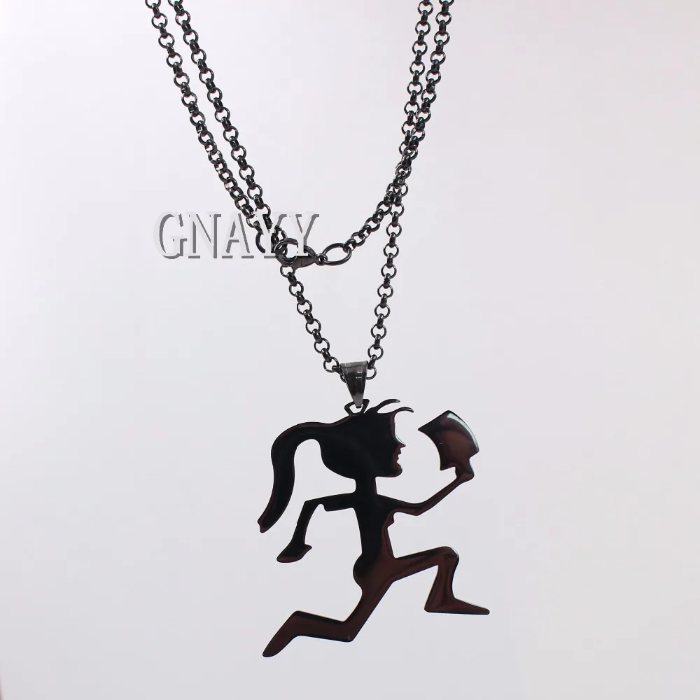 TWIZTID Insane Clown Jewelry Black Stainless Steel Large 2 inch Hatchetman women Pendant Necklace Chain