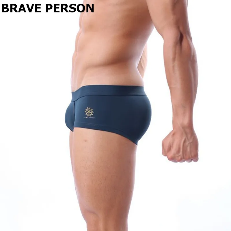 BRAVE PERSON-Roupa Interior Masculina de Nylon com Cintura Baixa, Calções Boxer, Cuecas Troncos, 4 Cores, Alta Qualidade