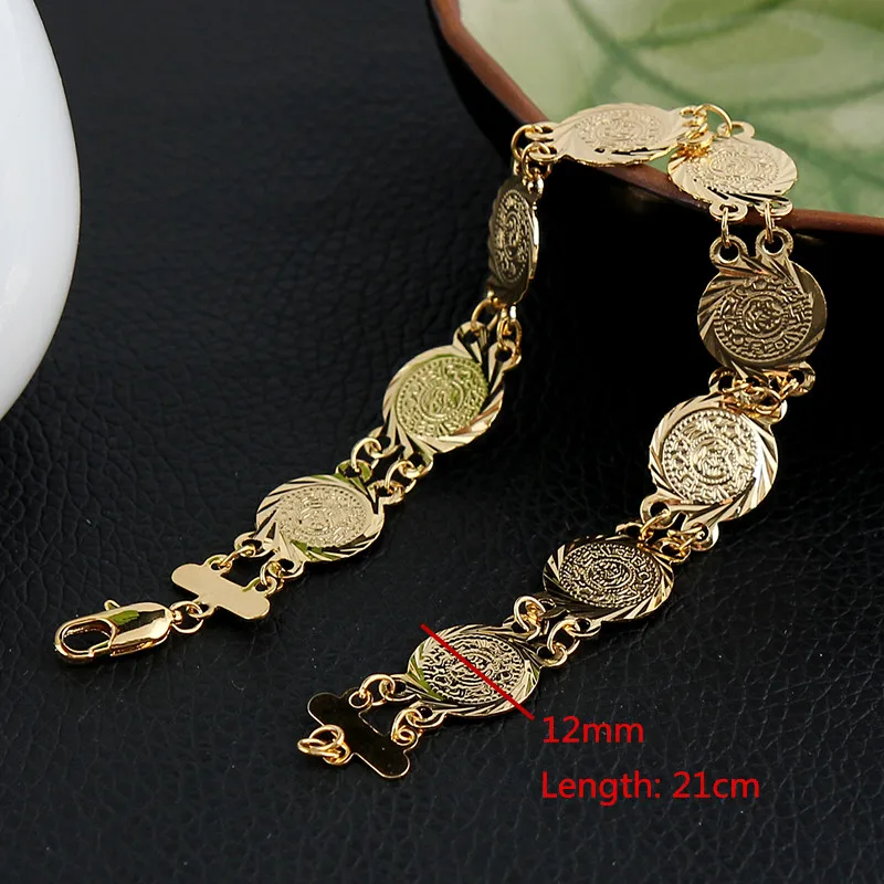 Money Coin Bracelet Gold Color Islamic Muslim Arab Coins Bracelet for Women Men Arab Country Middle Eastern Jewelry