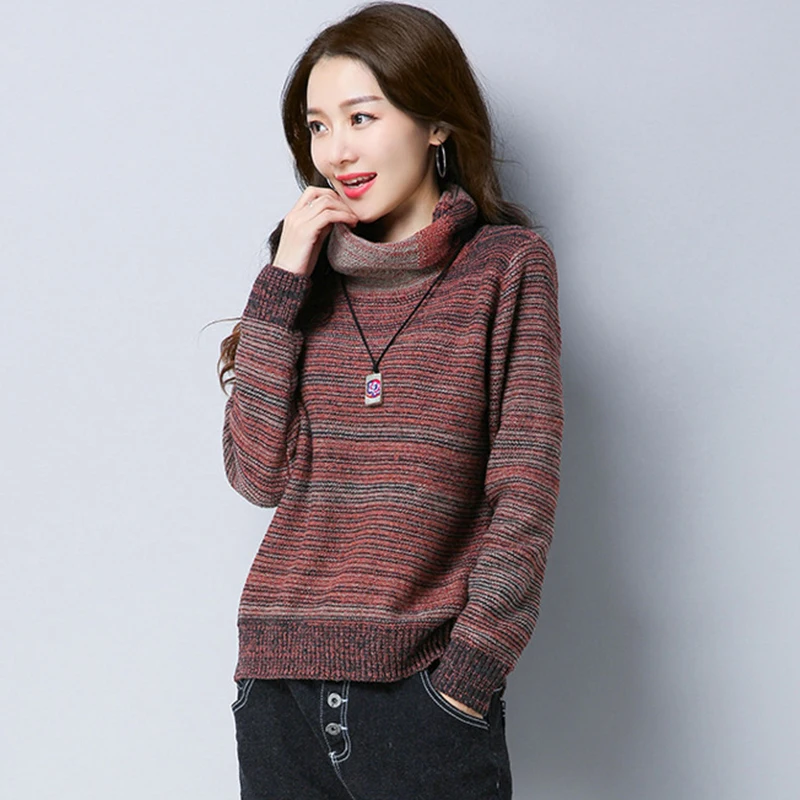 

2018 Autumn Winter Turtleneck Sweaters Female Casual Long Sleeve Short Pullovers Sweater Women Loose Knitted Sweater FP1200