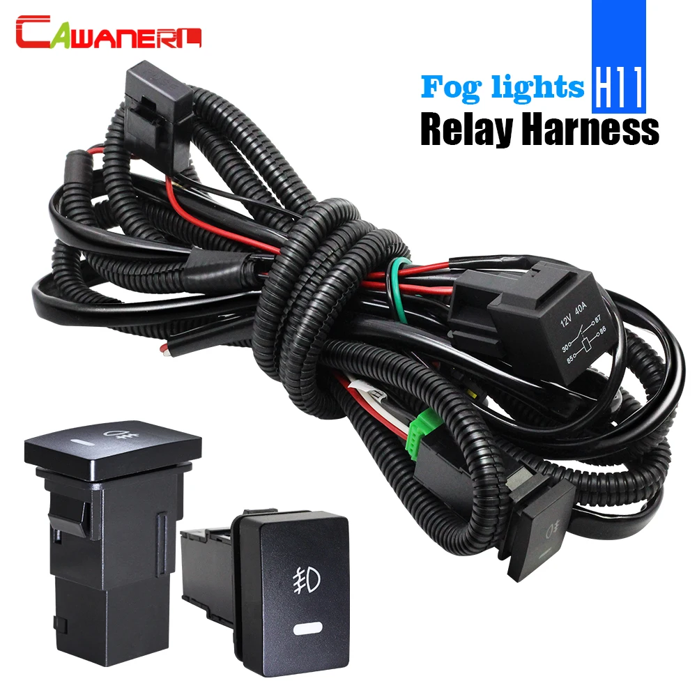 Cawanerl Fog Light Wiring Harness H11 Socket Wire + Switch with LED indicator AT Relay For Toyota Corolla RAV4 Lexus RX GS ES IS