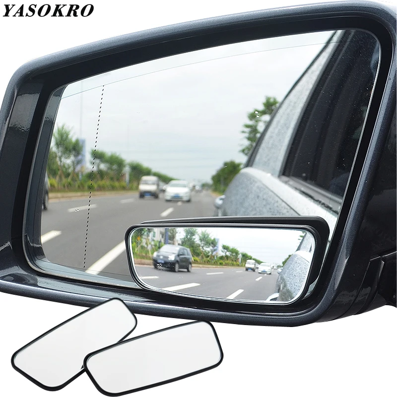 1 Pair Car Blind Spot Mirror YASOKRO Wide Angle Mirror 360 Degree Adjustable Convex Rear View Mirror for All Universal Vehicles