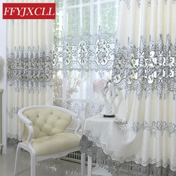 Luxury Europe Embroidered Tulle Window Curtains For living Room Bedroom Blackout Curtains Window Treatment Drapes Home Decor