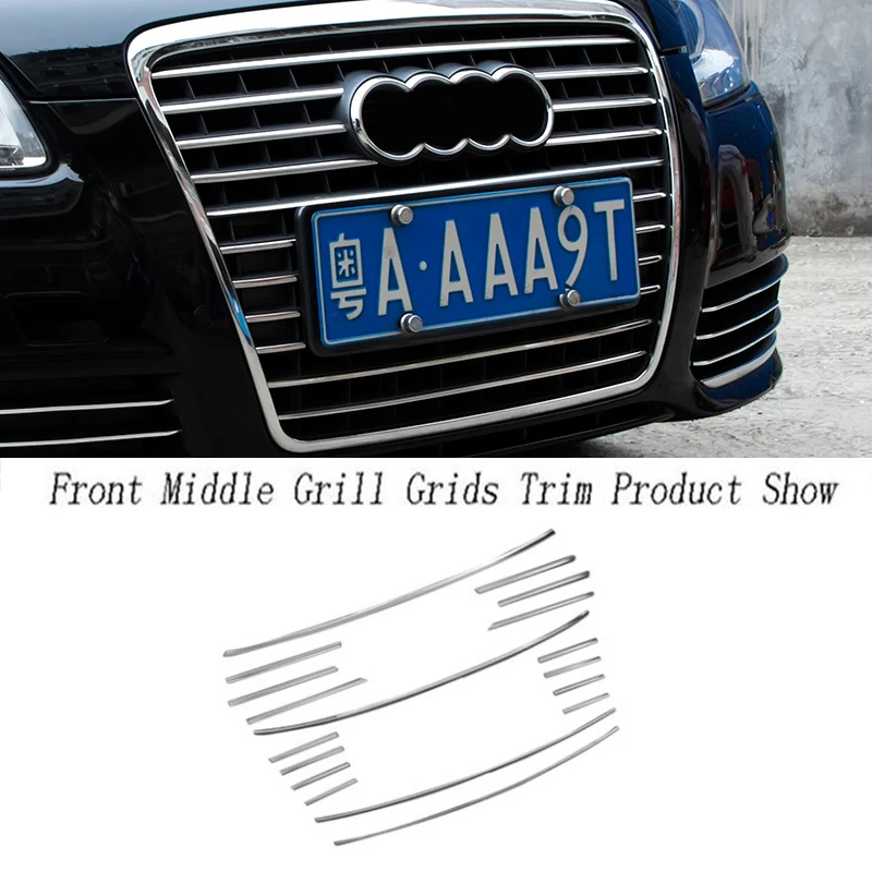 Car styling front fog lamps cover grille slats car fog lights covers Sticker decoration strips For Audi A6 C6 auto Accessories