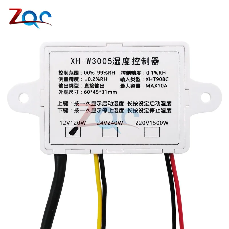 XH-W3005 LED Digital Humidity Controller 220V 12V 24V Hygrometer Humidity Control 0 -99%RH Hygrostat SHT20 Humidity Sensor Probe