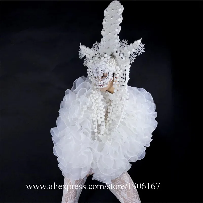 Fashion Men White Stage Ballroom Costume Man Christmas Clothing Party Stage Performance DJ Singer Clothes Dance Suit