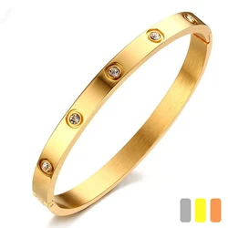 Trendy Crystal Bracelets for Women Fashion Bangle Bracelet Titanium Love Pulseiras Stainless Steel Bangles Feminina Jewelry Gift